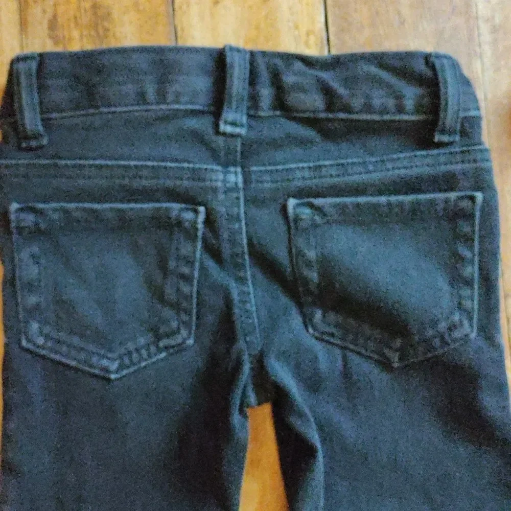 Cat & Jack Jeans 4T Skinny Black Denim Rainbow Embroidered Cotton